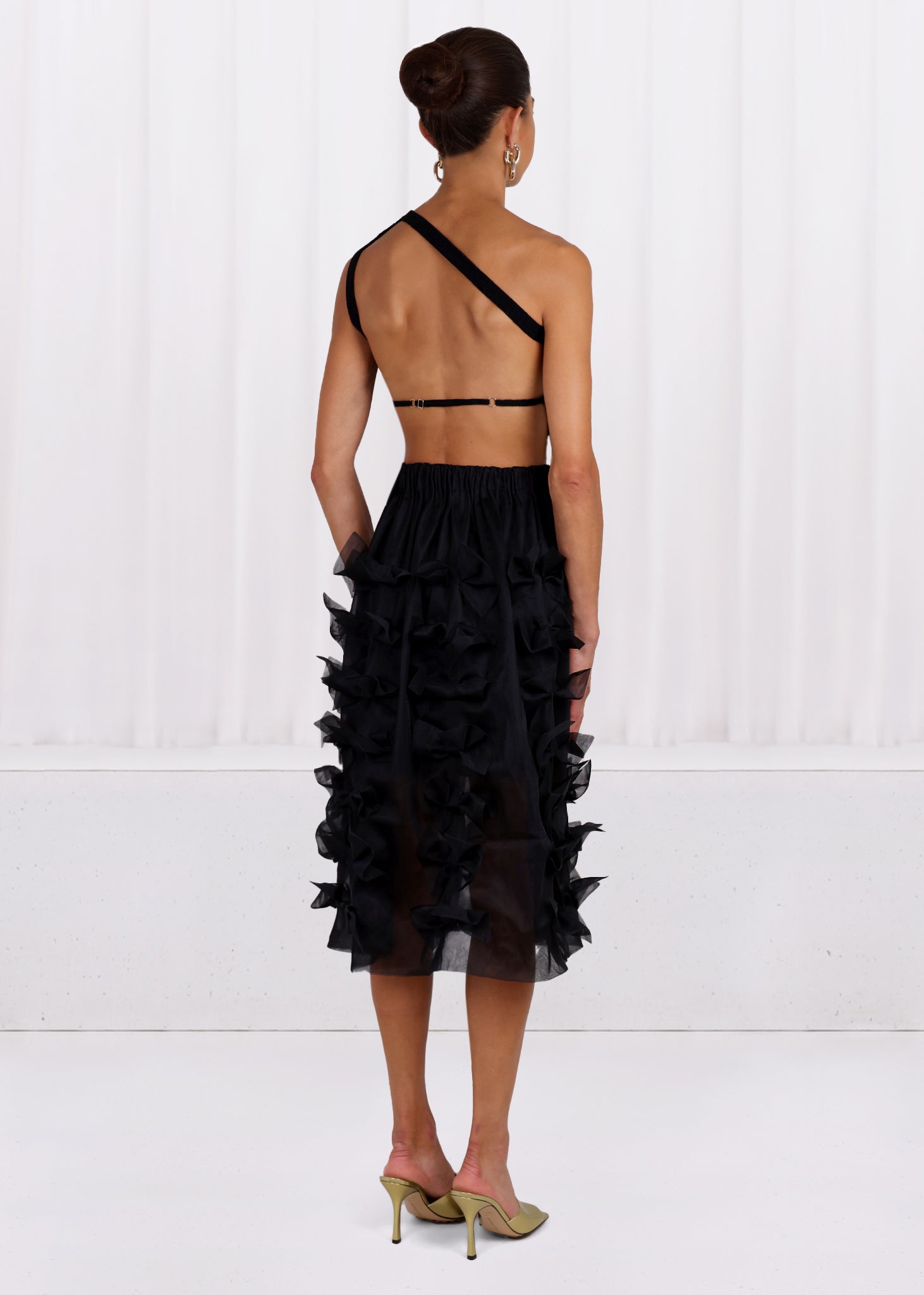 PASKAL SKIRTS TULLE SKIRT WITH BOW APPLIQUES | BLACK