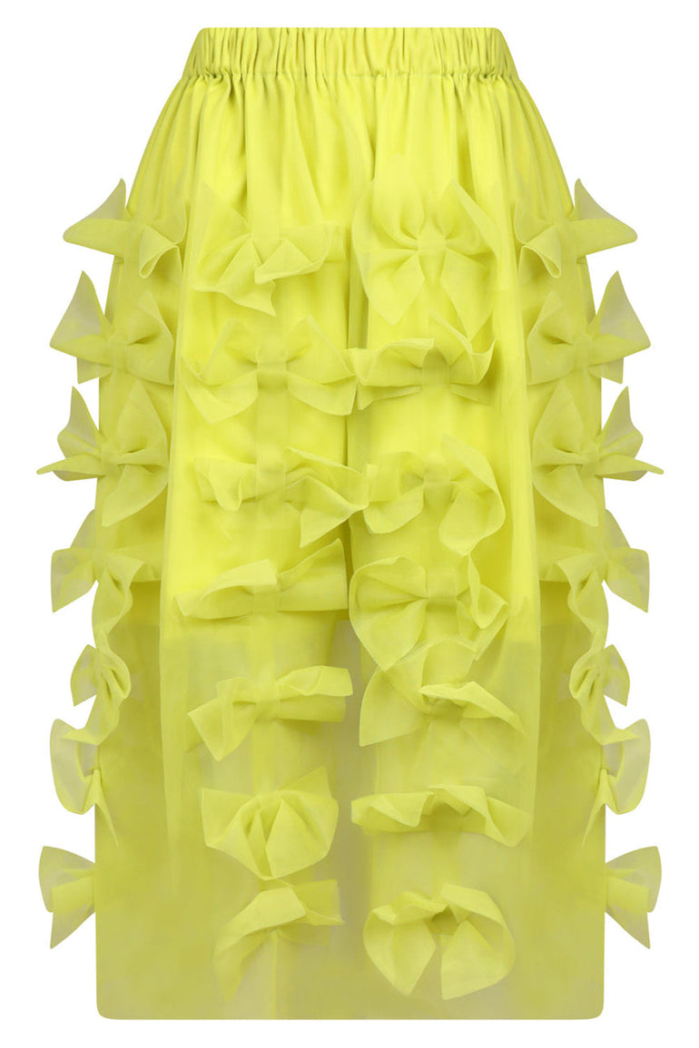 PASKAL SKIRTS TULLE SKIRT WITH BOW APPLIQUES | LIME