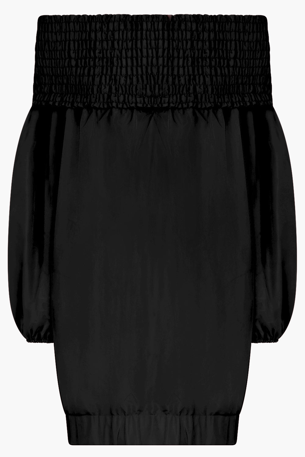 PATOU RTW Off-the-Shoulder Smock Mini Dress in Eco-friendly Faille | Black