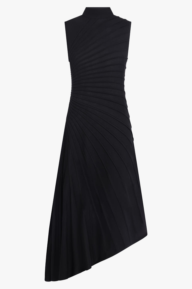 ALAIA RTW Sculpt Asymmetric Sleeveless Dress | Black