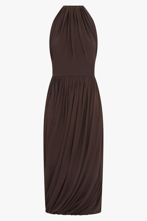 ALAIA RTW Bodice Sleeveless Twist Dress | Dark Brown