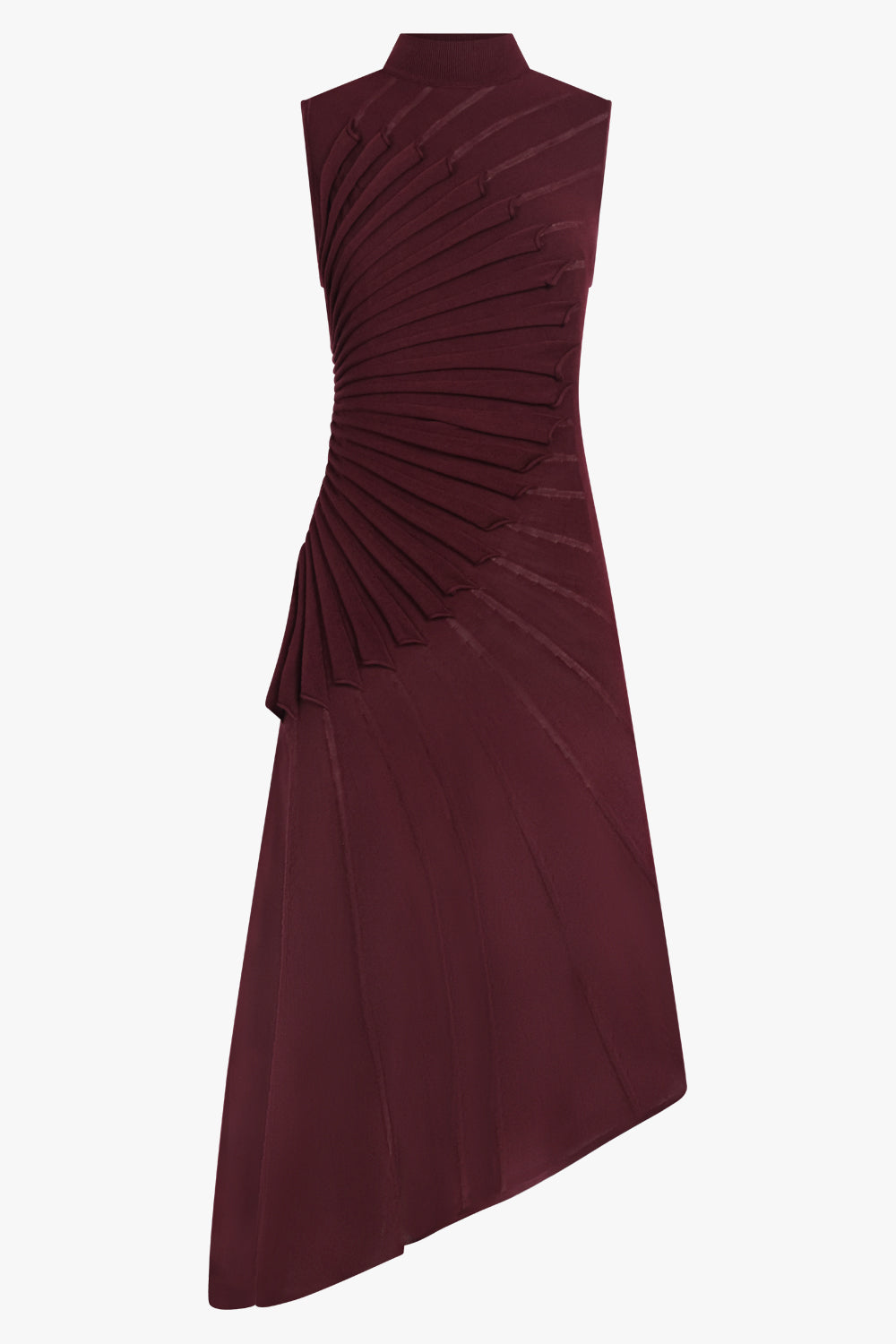 ALAIA RTW Sculpt Asymmetric Sleeveless Dress | Burgundy