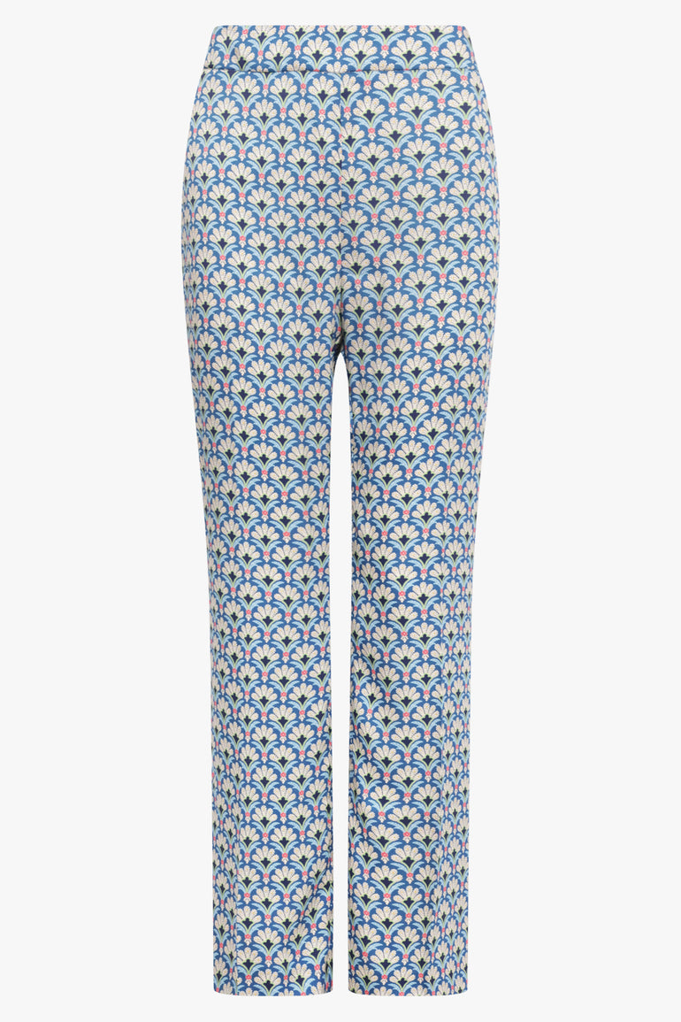 ETRO RTW Geometric Floral Straight Leg Pant | Blue/Multi