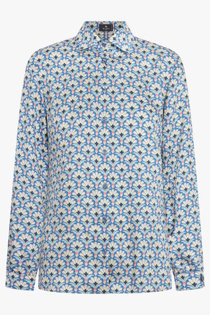 ETRO RTW L/S Geometric Floral Shirt | Blue/Multi