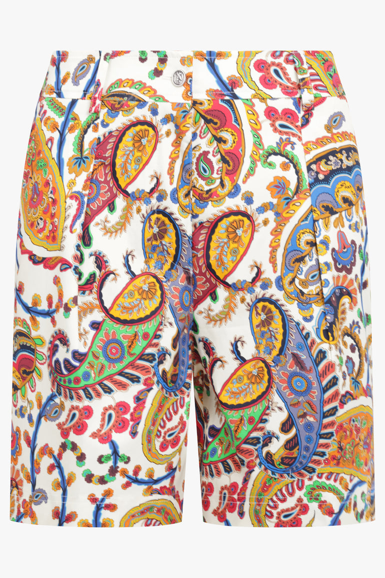 ETRO RTW Paisley Print Pleat Short | White/Multi