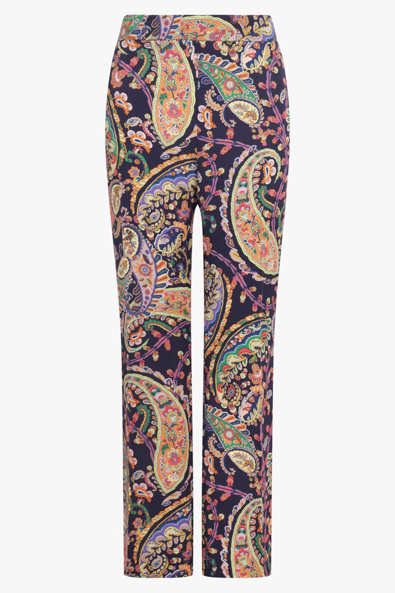 ETRO RTW Paisley Print Straight Leg Pant | Navy/Multi