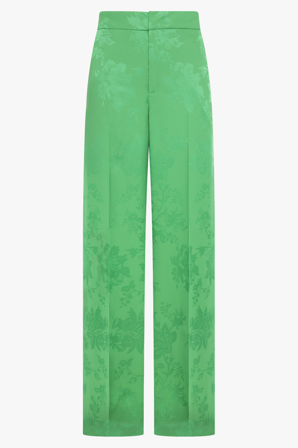 ETRO RTW Jaquard Floral Print Wide Leg Pant | Green