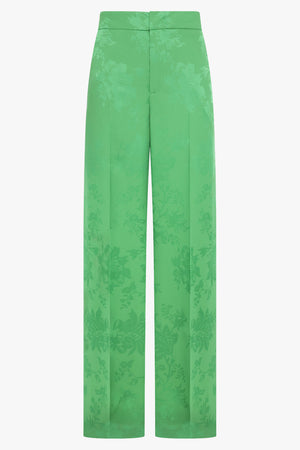 ETRO RTW Jaquard Floral Print Wide Leg Pant | Green