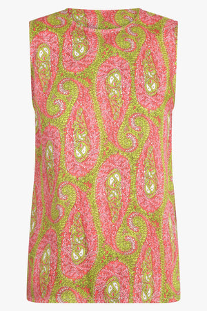 ETRO RTW Sleeveless Paisley Print Top | Green/Pink