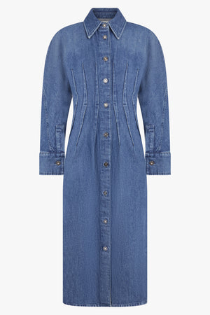 GIVENCHY RTW Cocoon Midi Waisted Denim Dress | Medium Blue