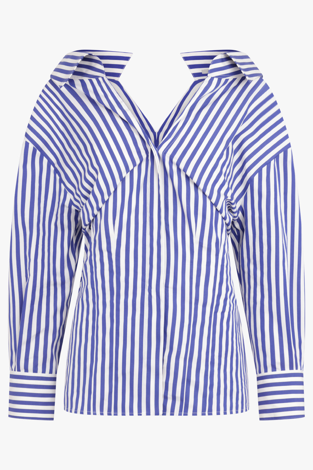 GIVENCHY RTW Open Front And Back Stripe Shirt | Electric Blue/ White