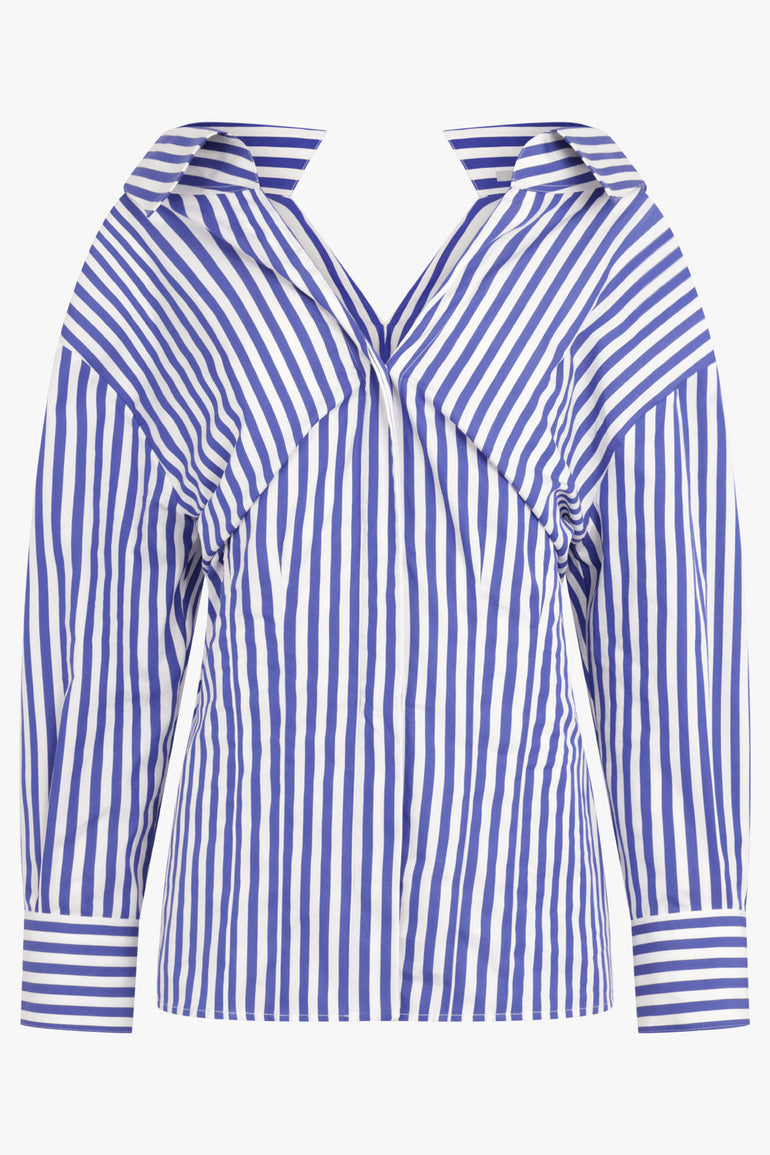 GIVENCHY RTW Open Front And Back Stripe Shirt | Electric Blue/ White