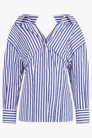 GIVENCHY RTW Open Front And Back Stripe Shirt | Electric Blue/ White