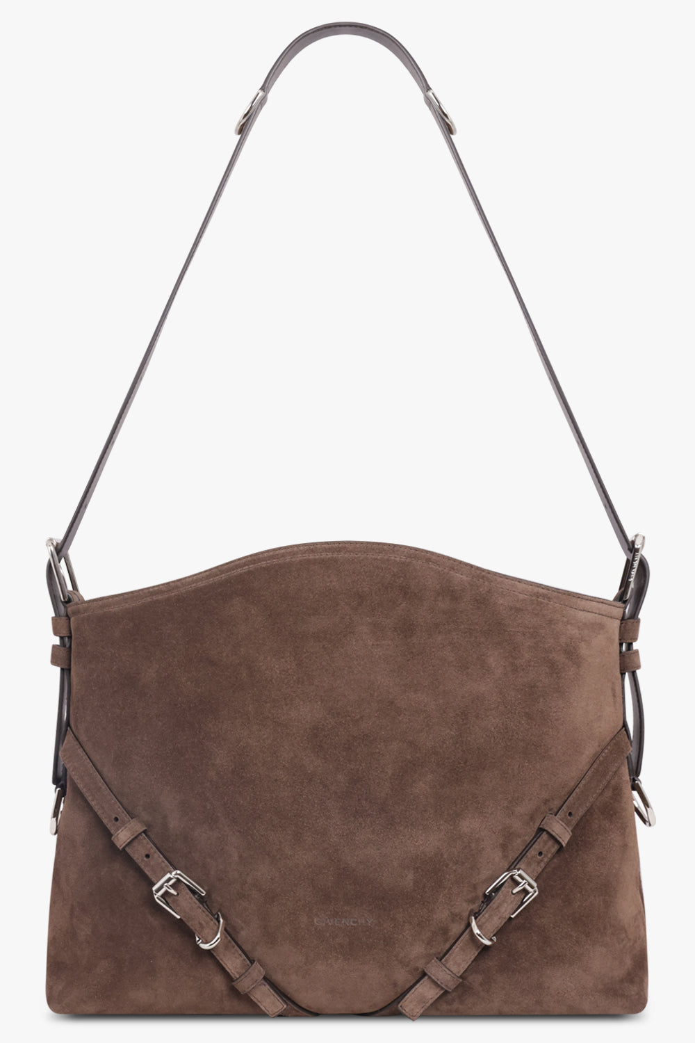 GIVENCHY BAGS BROWN / EBONY BROWN Voyou Medium Suede Shoulder Bag | Ebony Brown