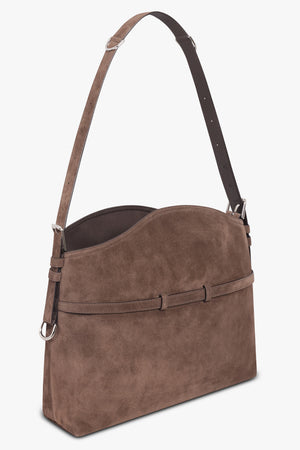GIVENCHY BAGS BROWN / EBONY BROWN Voyou Medium Suede Shoulder Bag | Ebony Brown