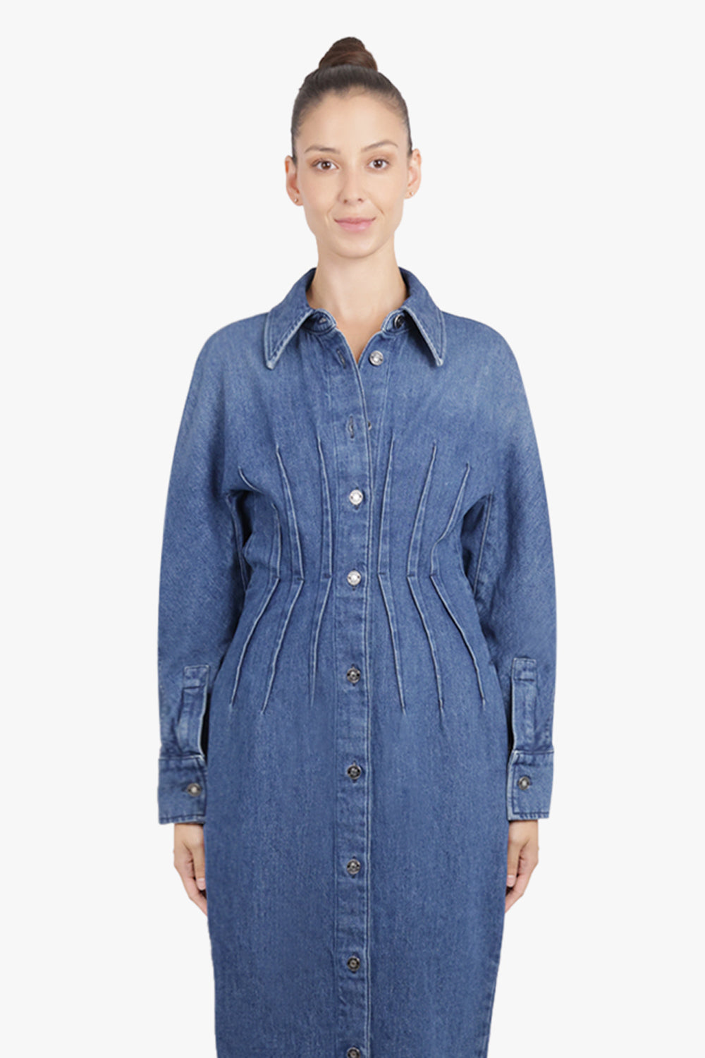 GIVENCHY RTW Cocoon Midi Waisted Denim Dress | Medium Blue