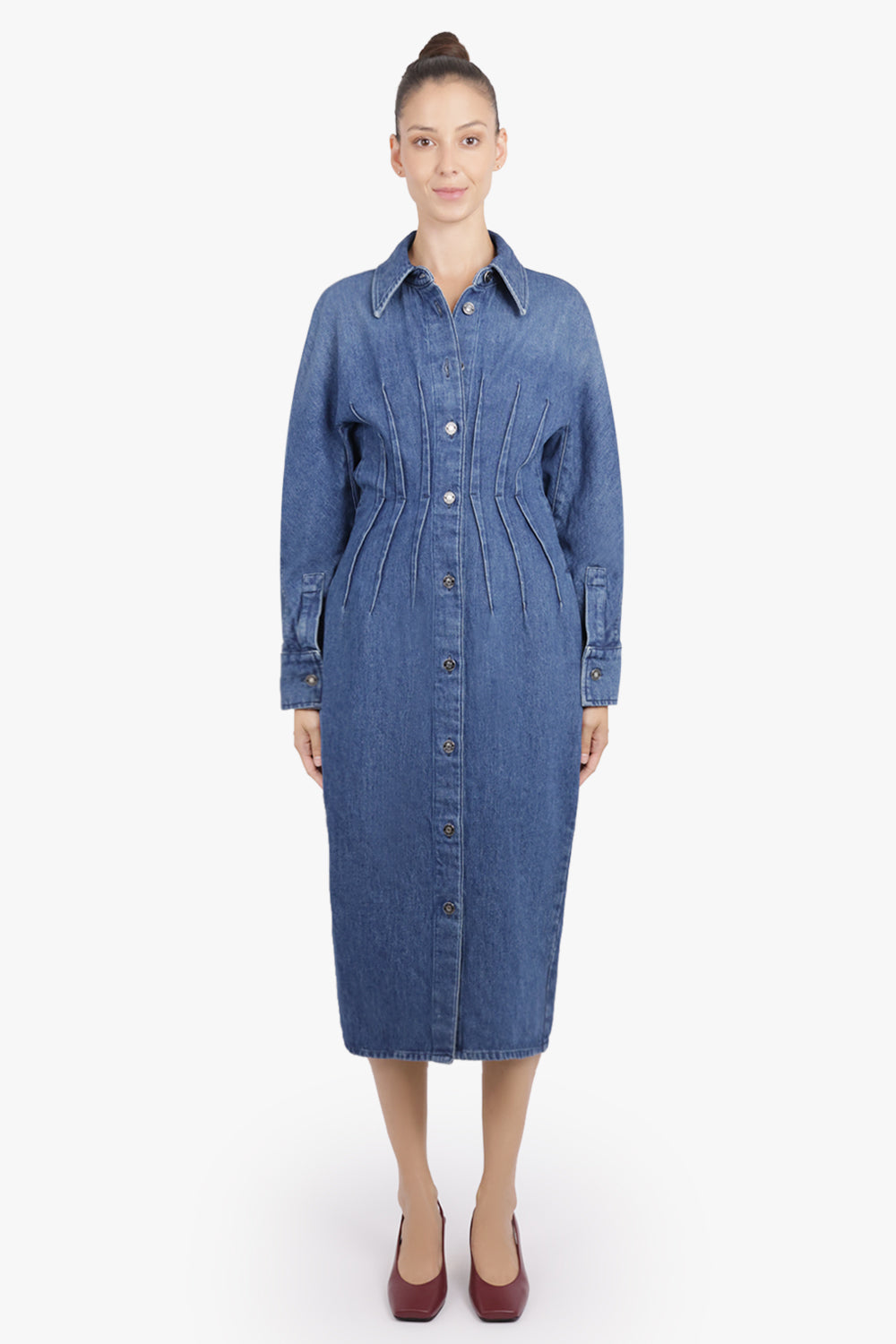 GIVENCHY RTW Cocoon Midi Waisted Denim Dress | Medium Blue