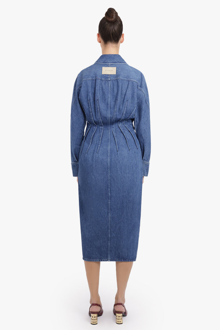 GIVENCHY RTW Cocoon Midi Waisted Denim Dress | Medium Blue