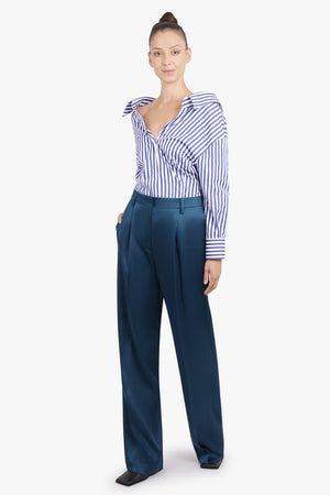 GIVENCHY RTW Open Front And Back Stripe Shirt | Electric Blue/ White