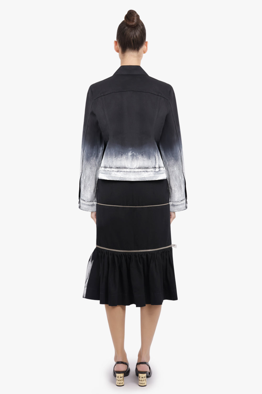MELITTA BAUMEISTER RTW Crop Denim Ombre Jacket | Black/White
