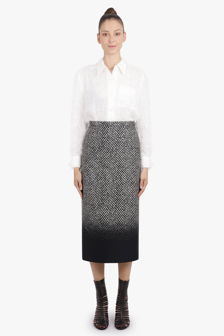 GIVENCHY RTW Ombre Gradient Midi Skirt | Black|White