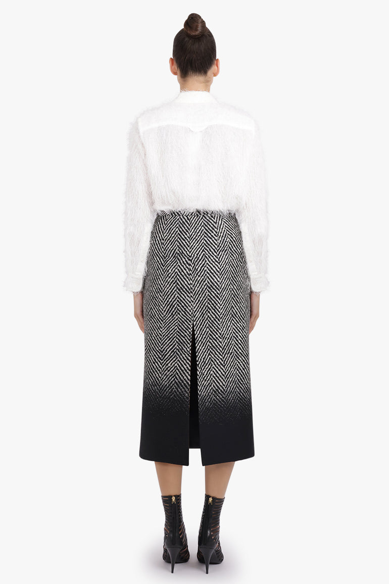 GIVENCHY RTW Ombre Gradient Midi Skirt | Black|White
