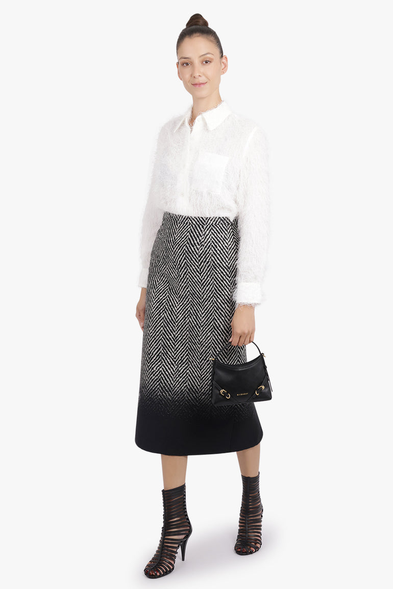GIVENCHY RTW Ombre Gradient Midi Skirt | Black|White