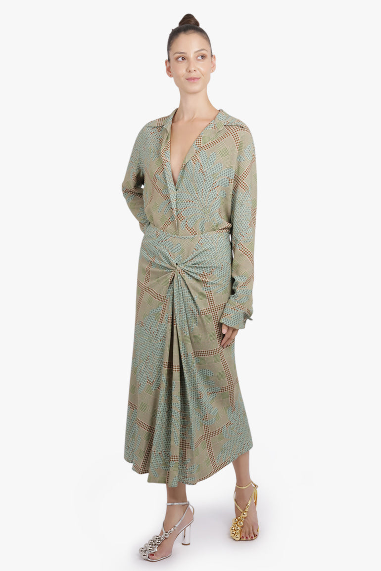 DRIES VAN NOTEN RTW Celindra Floral Motif L\S Shirt | Green/Multi