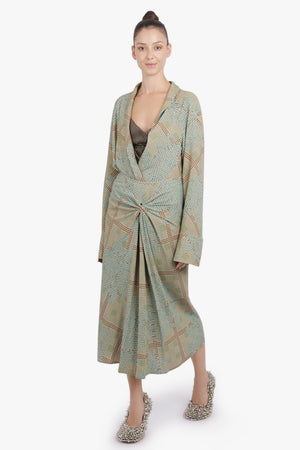 DRIES VAN NOTEN RTW Celsey Layered Floral Motif L/S Blouse | Green/Multi