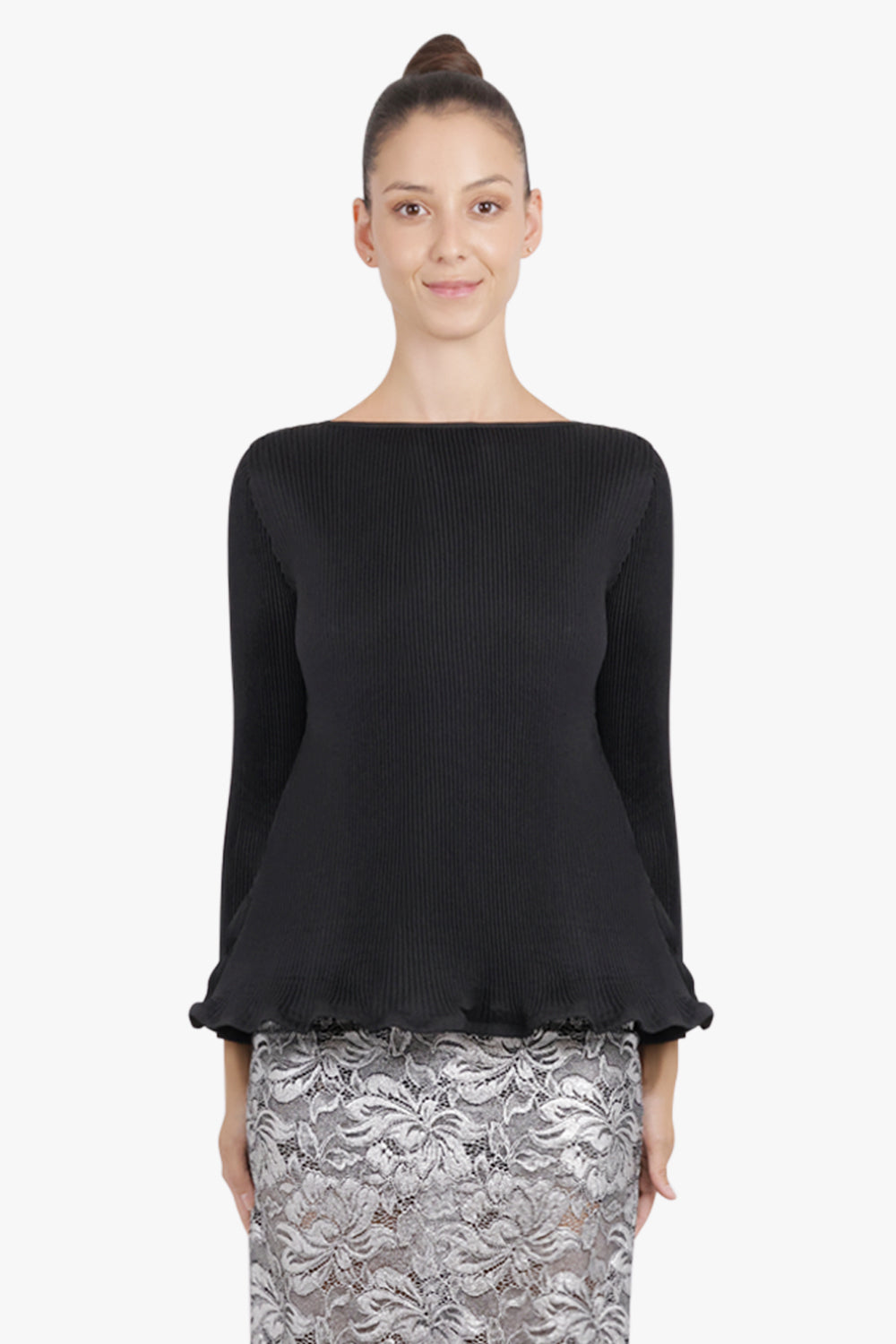 MELITTA BAUMEISTER RTW Zigzag L/S Ripple Top | Black