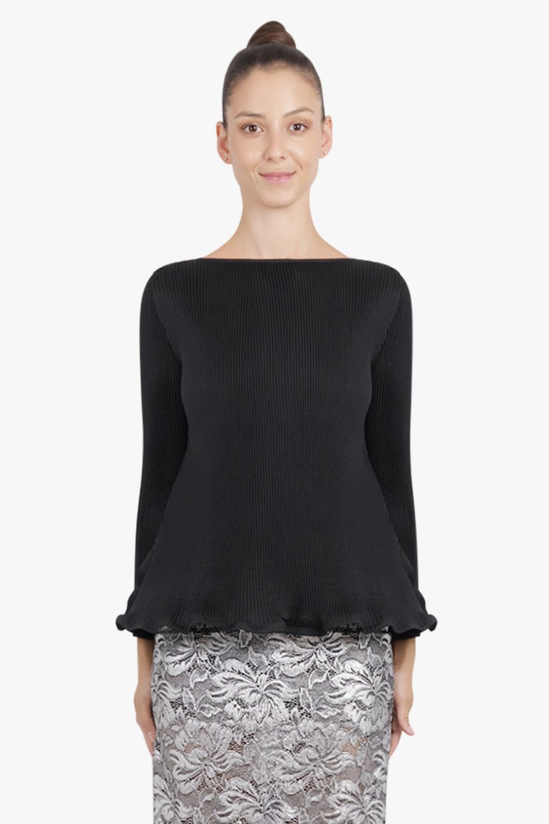 MELITTA BAUMEISTER RTW Zigzag L/S Ripple Top | Black