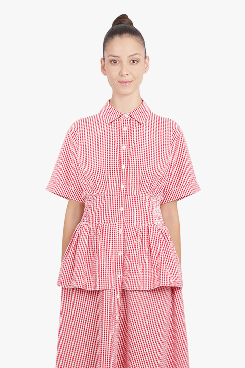ROSIE ASSOULIN RTW Boogie Woogie Bugle Boy Gingham Print Dress | Red