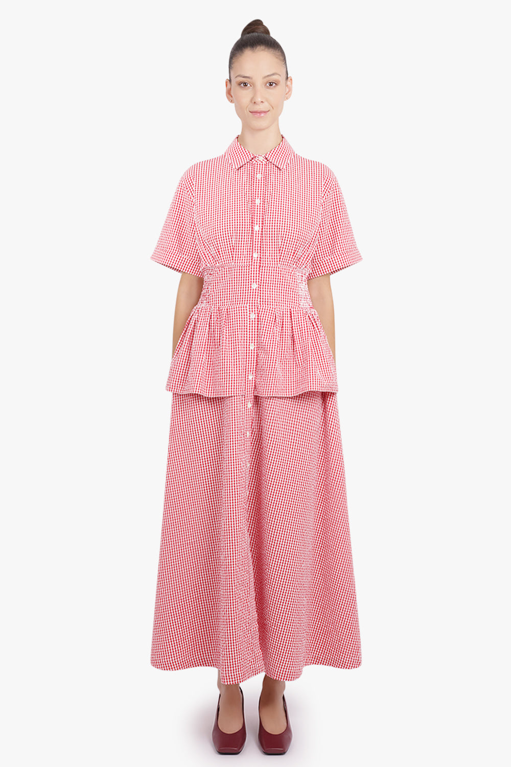 ROSIE ASSOULIN RTW Boogie Woogie Bugle Boy Gingham Print Dress | Red