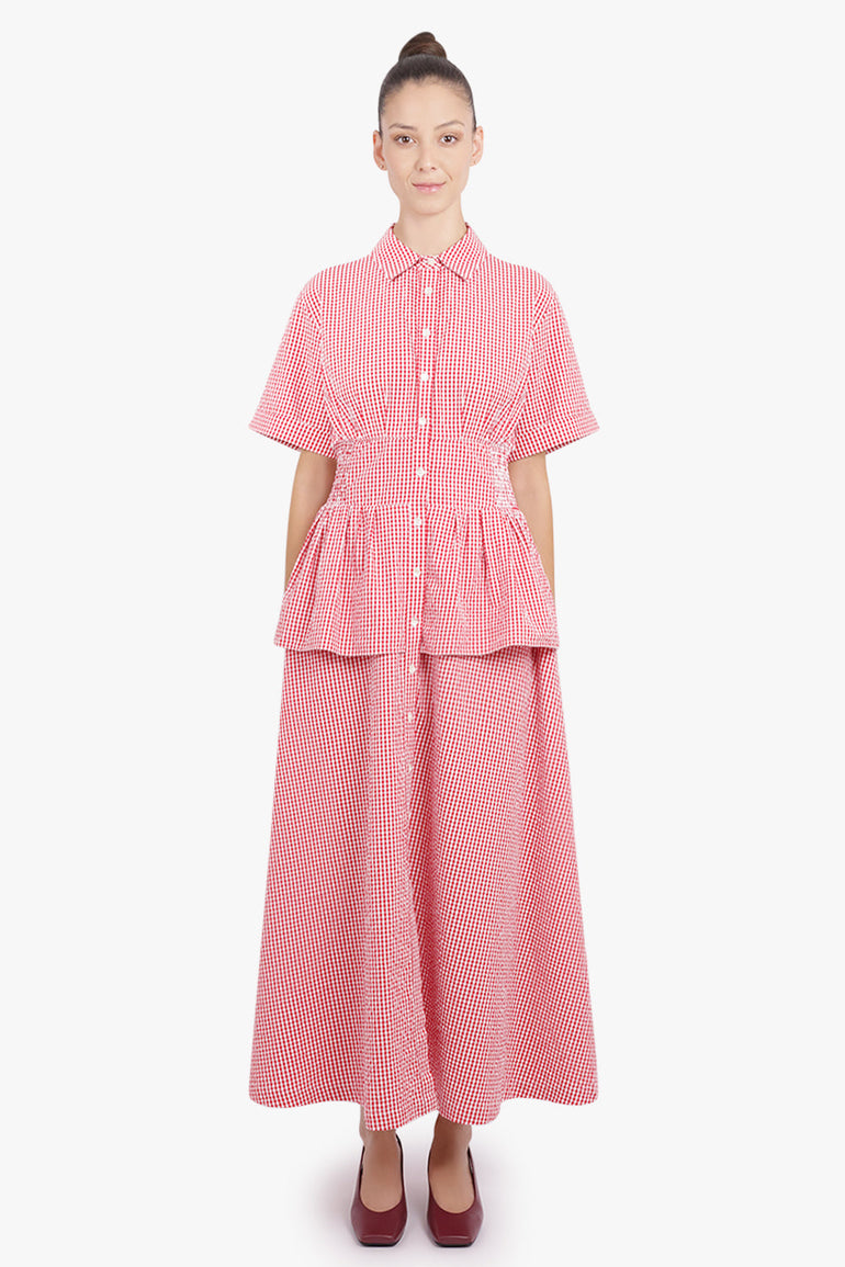 ROSIE ASSOULIN RTW Boogie Woogie Bugle Boy Gingham Print Dress | Red