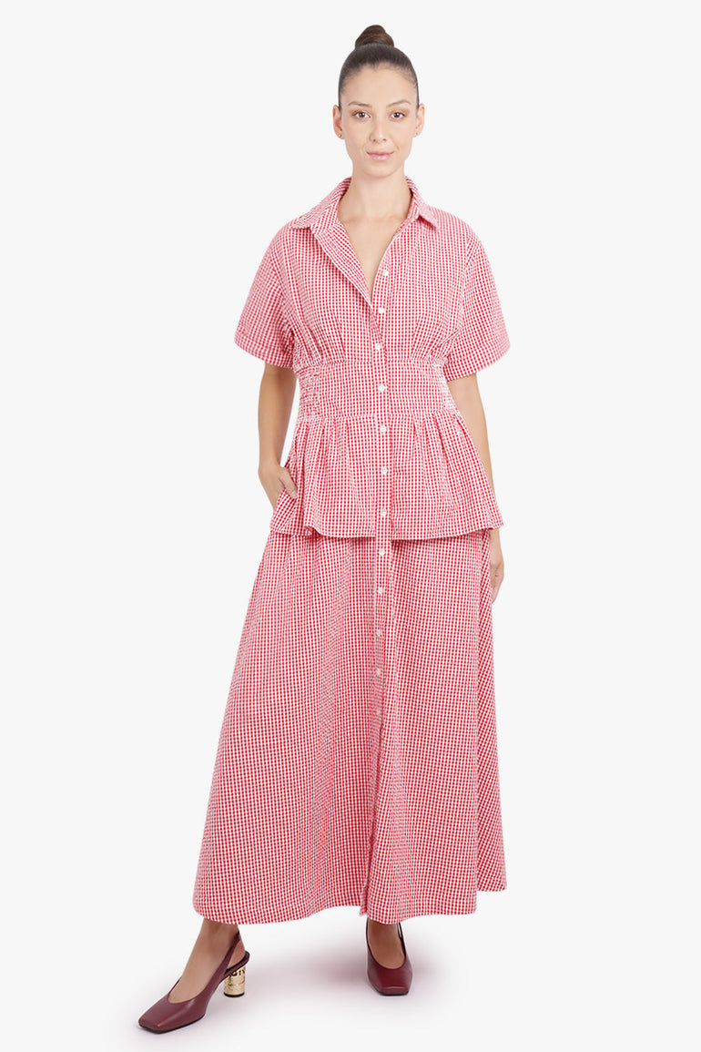 ROSIE ASSOULIN RTW Boogie Woogie Bugle Boy Gingham Print Dress | Red