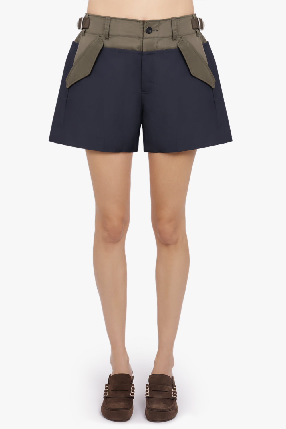 SACAI RTW Suiting Contrast Short | Navy/Khaki