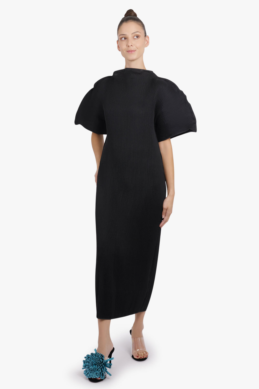 MELITTA BAUMEISTER RTW Zigzag Ripple Sleeve Midi Dress | Black