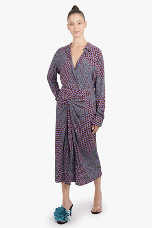 DRIES VAN NOTEN RTW Celindra Floral Motif L\S Shirt | Purple/Blue