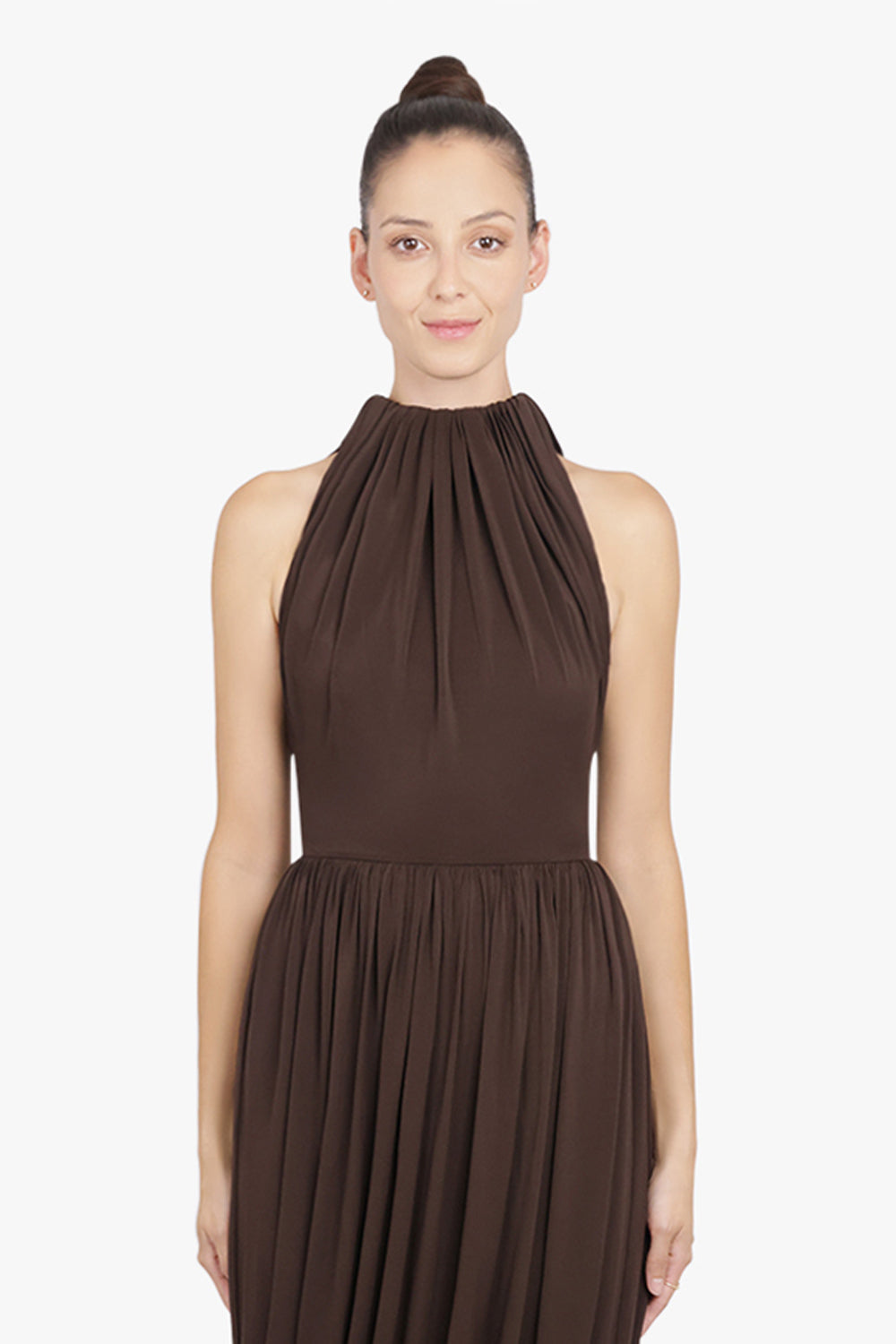 ALAIA RTW Bodice Sleeveless Twist Dress | Dark Brown
