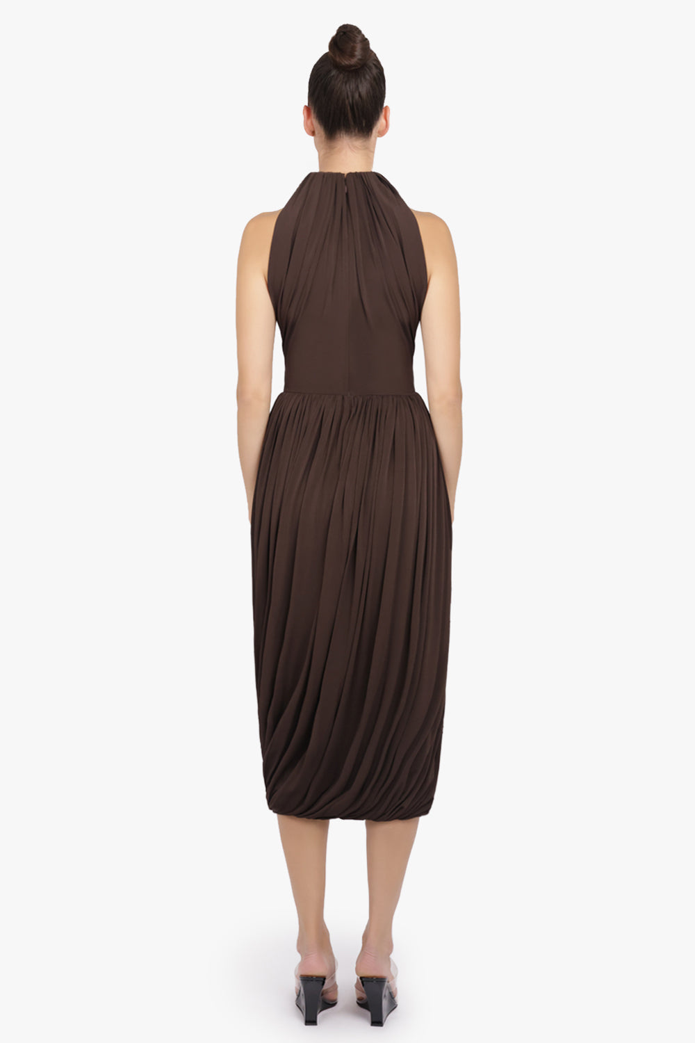 ALAIA RTW Bodice Sleeveless Twist Dress | Dark Brown