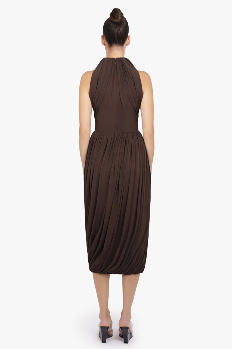 ALAIA RTW Bodice Sleeveless Twist Dress | Dark Brown