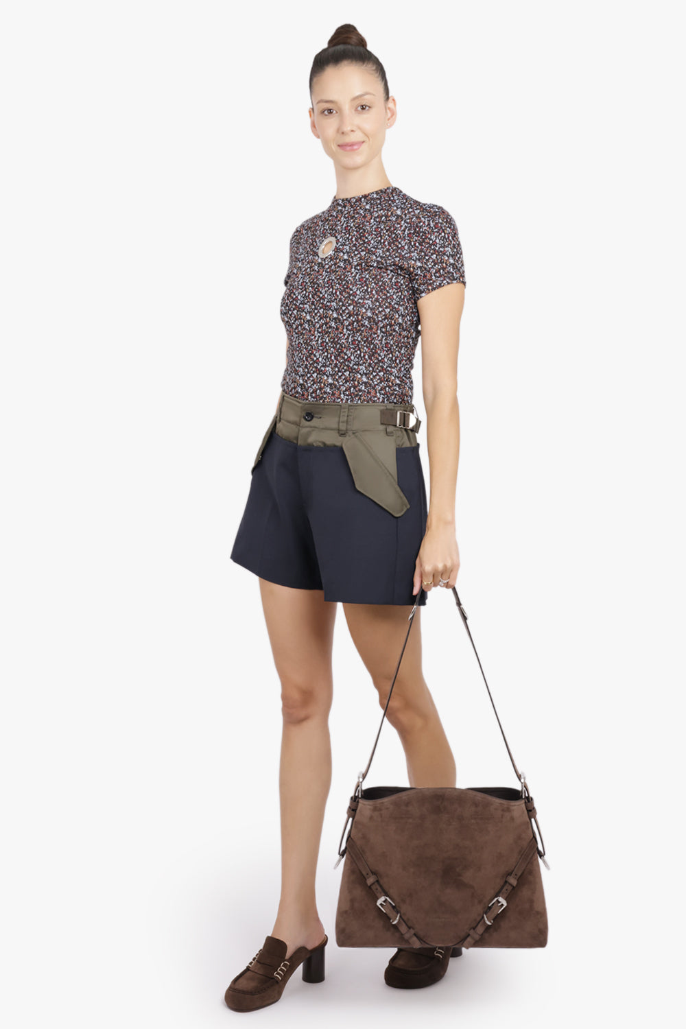 GIVENCHY BAGS BROWN / EBONY BROWN Voyou Medium Suede Shoulder Bag | Ebony Brown