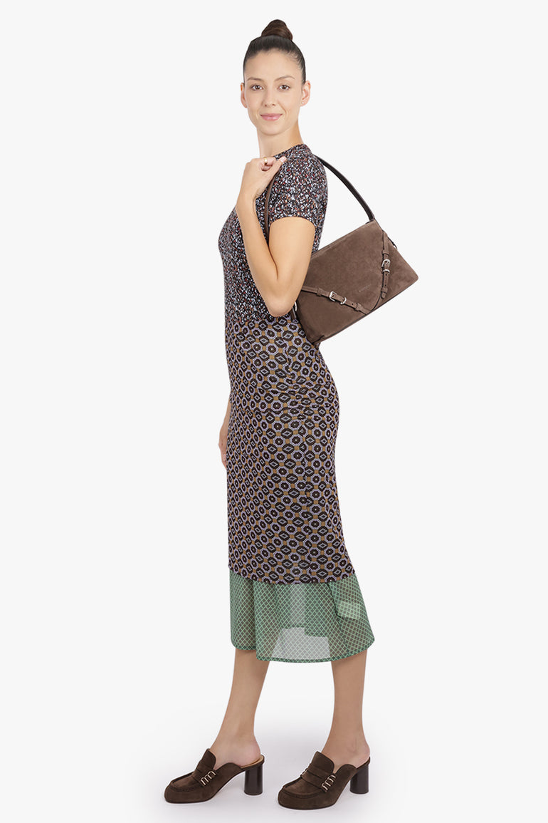 GIVENCHY BAGS BROWN / EBONY BROWN Voyou Small Suede Shoulder Bag | Ebony Brown