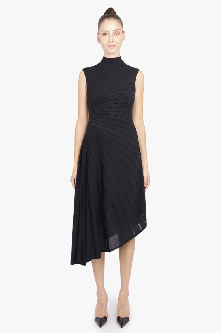ALAIA RTW Sculpt Asymmetric Sleeveless Dress | Black