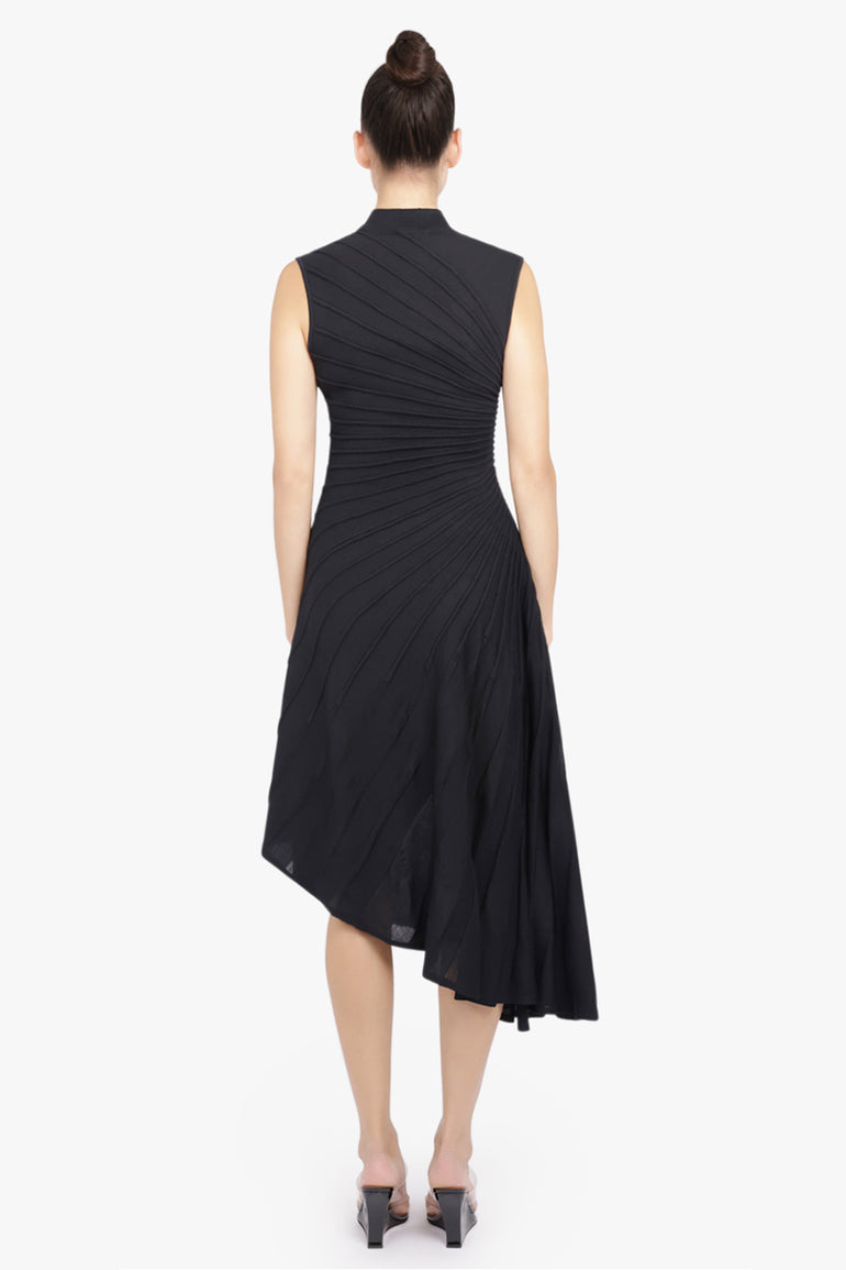 ALAIA RTW Sculpt Asymmetric Sleeveless Dress | Black