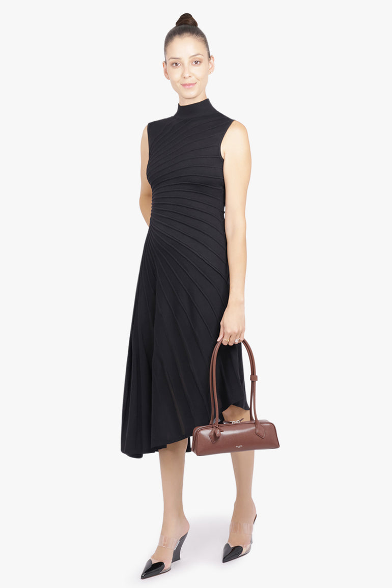 ALAIA RTW Sculpt Asymmetric Sleeveless Dress | Black