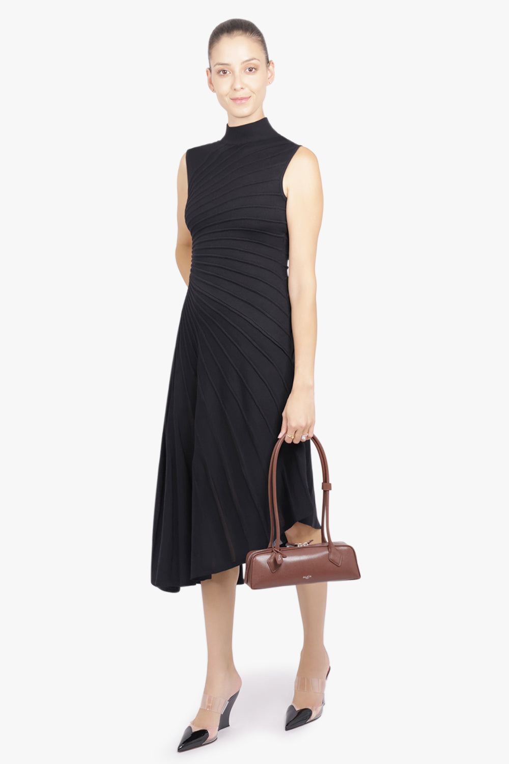 ALAIA RTW Sculpt Asymmetric Sleeveless Dress | Black