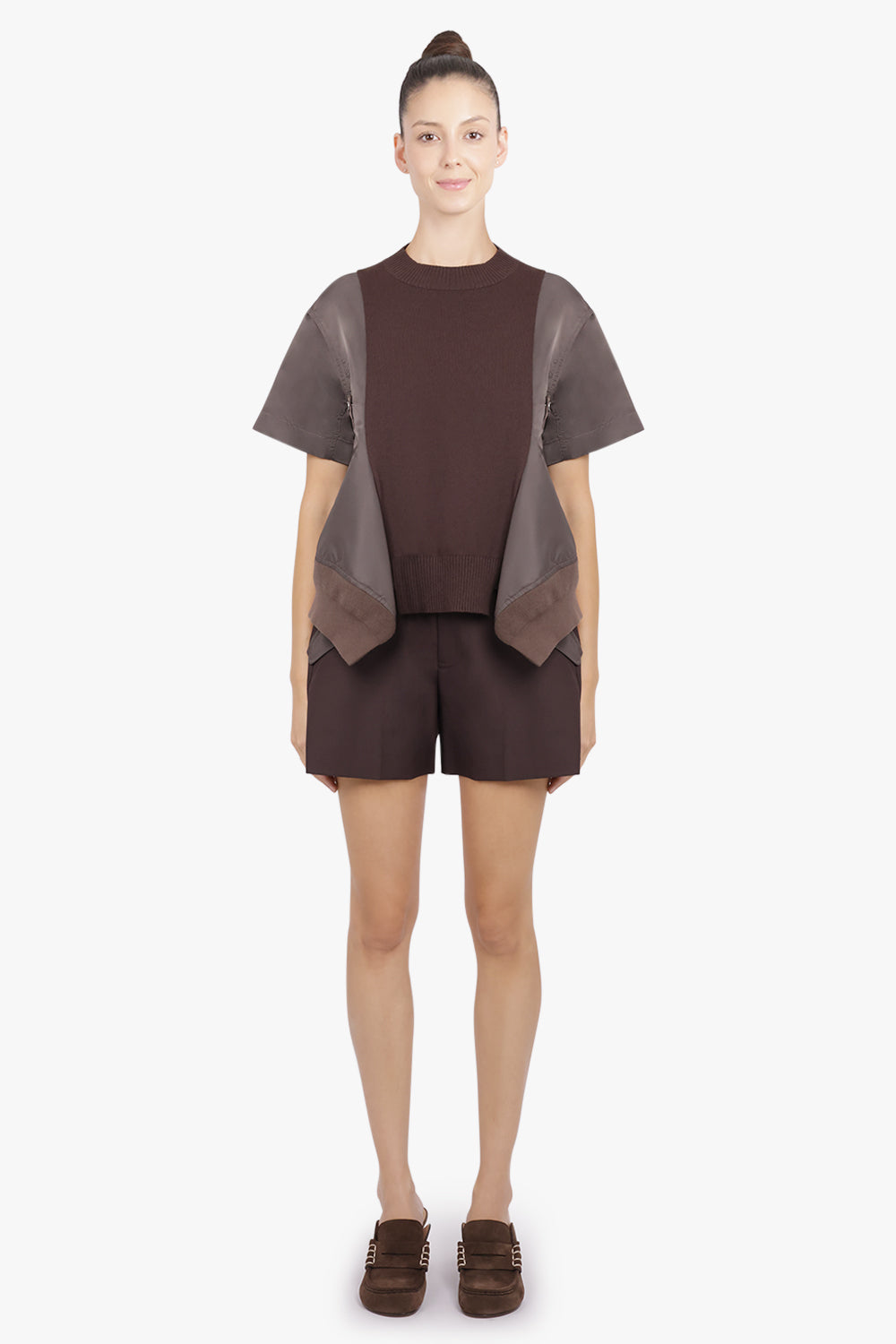 SACAI RTW Suiting Contrast Short | Brown
