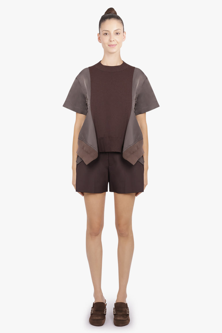 SACAI RTW Suiting Contrast Short | Brown
