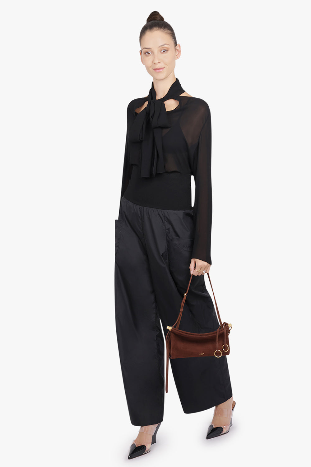 ALAIA RTW High Rise Drop Pocket Pant With Waistband | Black